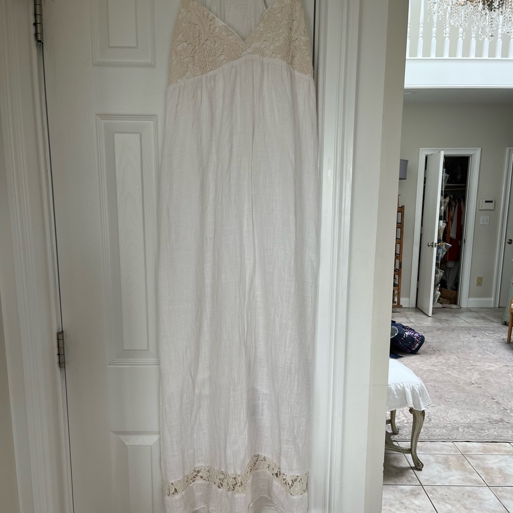 Isabel Lu, white crochet detail dress, Large
